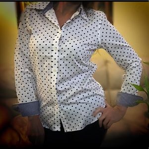 Chaps ladies white polka dots shirt. Size S.